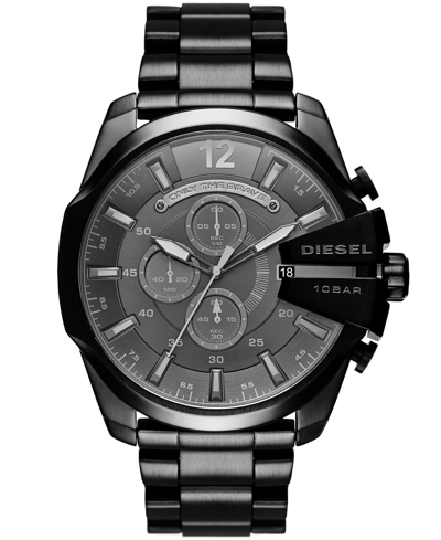 Shop Diesel Men's  Men's Mega Chief Chronograph Black Stainless Steel Watch 51mm
