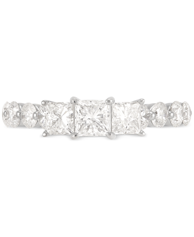 Shop Macy's Diamond Princess-cut Three Stone Engagement Ring (2 Ct. T.w.) In 14k White Gold