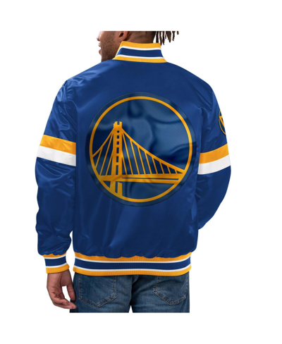 Shop Starter Men's  Royal Golden State Warriors Home Game Satin Full-snap Varsity Jacket