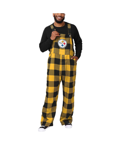 Shop Foco Men's  Black Pittsburgh Steelers Big Logo Plaid Overalls