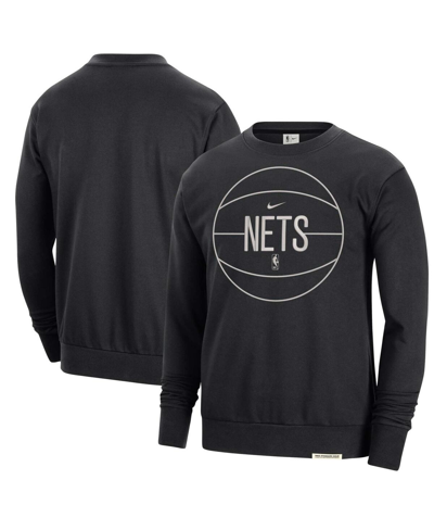 Shop Nike Men's  Black Brooklyn Nets 2023/24 Authentic Standard Issue Travel Performance Pullover Sweatshi
