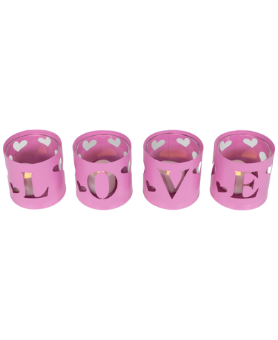 Northlight Set Of 4 Love Valentine's Day Candle Holders, 2.75" In Pink