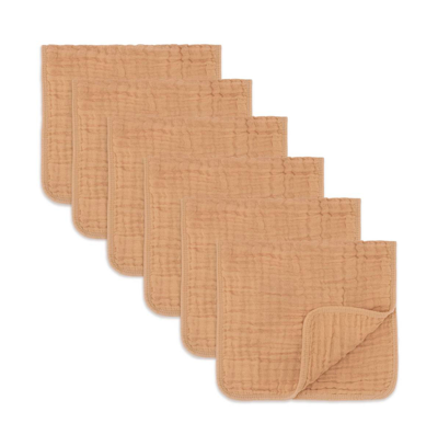 Shop Comfy Cubs Baby Boys And Baby Girls Muslin Burp Cloths, Pack Of 6 In Caramel