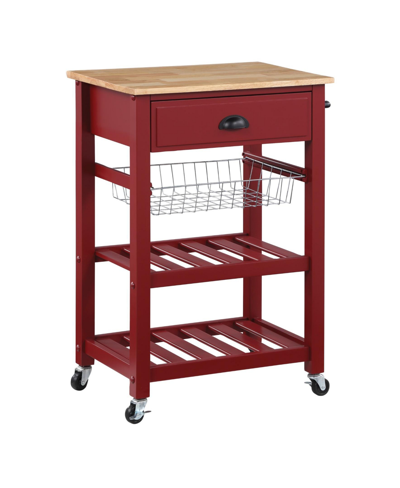 Shop Osp Home Furnishings Office Star 33.75" Wood Hampton Kitchen Cart In Red