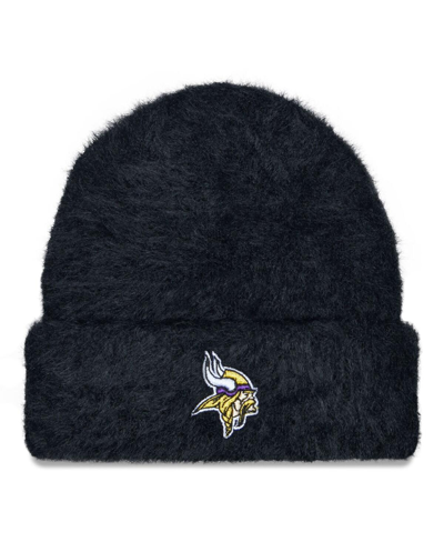 New Era Women's  Black Minnesota Vikings Fuzzy Cuffed Knit Hat In Black