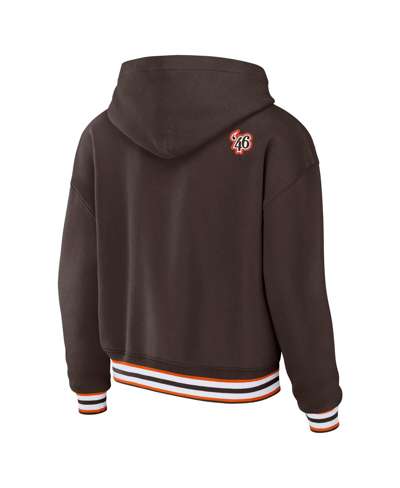 Shop Wear By Erin Andrews Women's  Brown Cleveland Browns Lace-up Pullover Hoodie