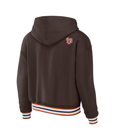 Wear By Erin Andrews Brown Cleveland Browns Lace-up Pullover Hoodie In Brown