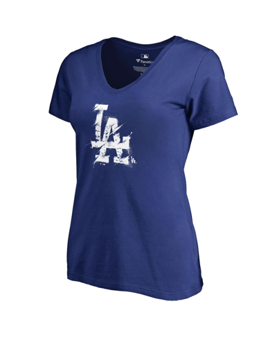 Fanatics Branded Royal Los Angeles Dodgers Splatter Logo V-neck T-shirt In Royal