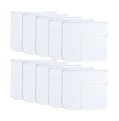 Shop Comfy Cubs Muslin Burp Cloths, Pack Of 10 In White