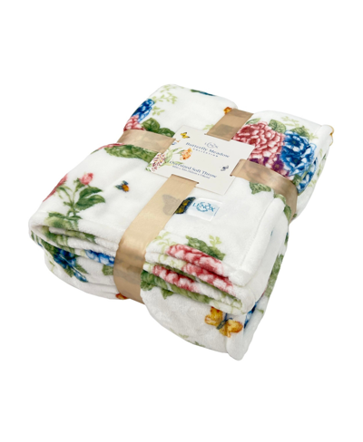 Lenox Butterfly Meadow Hydrangea Throw, 60" X 70" In White,multi