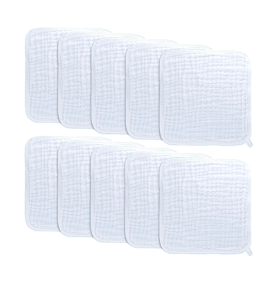 Shop Comfy Cubs Baby Boys And Baby Girls Muslin Washcloths, Pack Of 10 With Gift Box In White