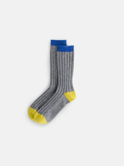 Shop Alex Mill Cashmere Socks In Heather Grey/yellow/blue