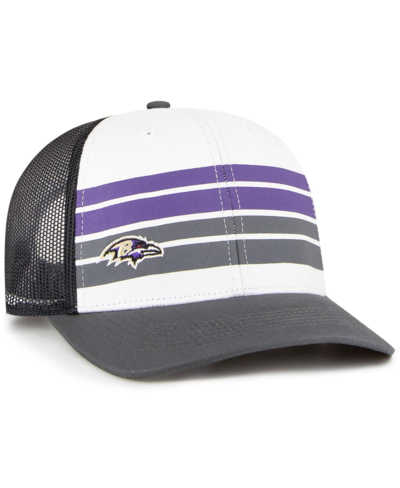 Shop 47 Brand Big Boys And Girls ' White, Charcoal Baltimore Ravens Cove Trucker Snapback Hat In White,charcoal