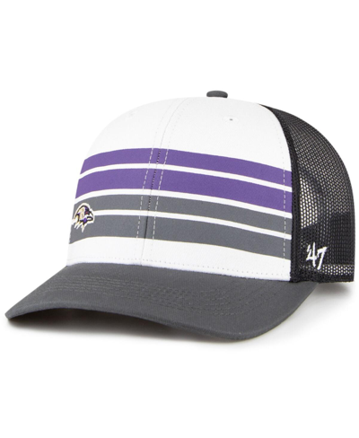 Shop 47 Brand Big Boys And Girls ' White, Charcoal Baltimore Ravens Cove Trucker Snapback Hat In White,charcoal