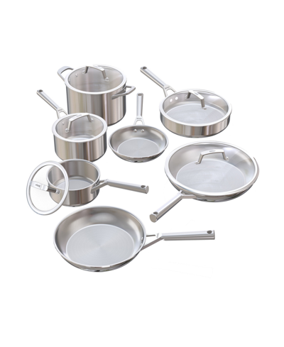 Shop Ninja Everclad Commercial-grade Stainless Steel Cookware 12 Piece Set In Silver