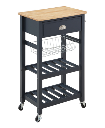 Shop Osp Home Furnishings Office Star 33.75" Wood Hampton Kitchen Cart In Blue