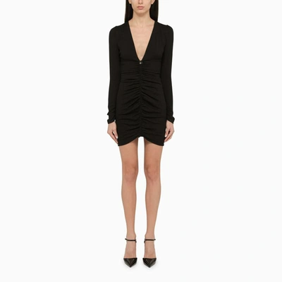 Shop Dsquared2 Short Draped Dress In Black