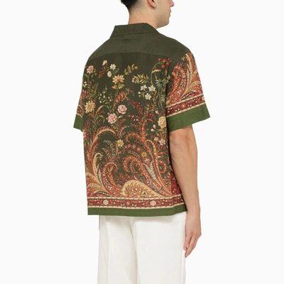 Shop Etro Bowling Shirt With Paisley Pattern In Green