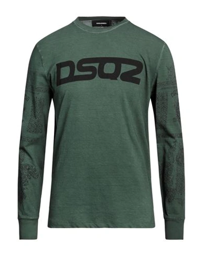 Shop Dsquared2 Man T-shirt Dark Green Size L Cotton
