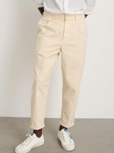 Shop Alex Mill Standard Pleated Pant In Chino In Oat Milk