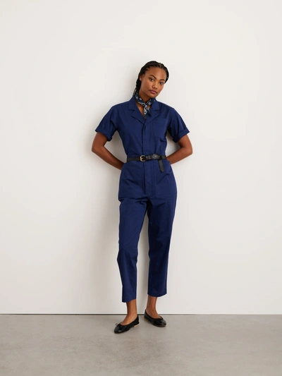 Shop Alex Mill Standard Short Sleeve Jumpsuit In Dark Navy