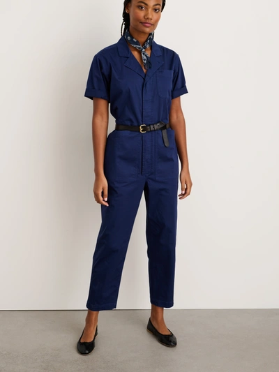 Shop Alex Mill Standard Short Sleeve Jumpsuit In Dark Navy