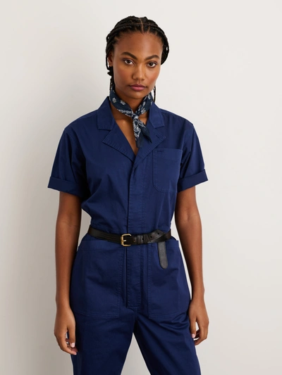 Shop Alex Mill Standard Short Sleeve Jumpsuit In Dark Navy