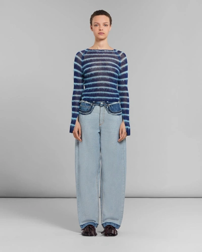 Shop Marni Blue Inside-out Denim Carrot-fit Jeans In Light Wash Denim