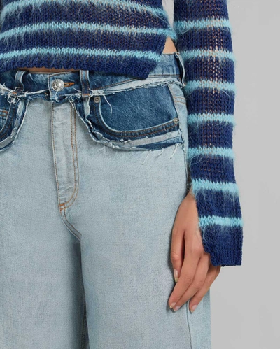 Shop Marni Blue Inside-out Denim Carrot-fit Jeans In Light Wash Denim