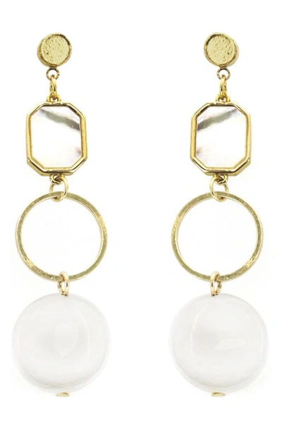 Shop Panacea Mother-of-pearl Linear Drop Earrings In White