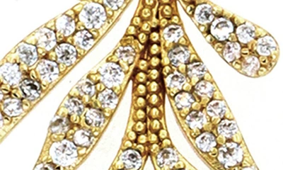 Shop Panacea Cultured Freshwater Pearl & Cubic Zirconia Leaf Drop Earrings In Gold