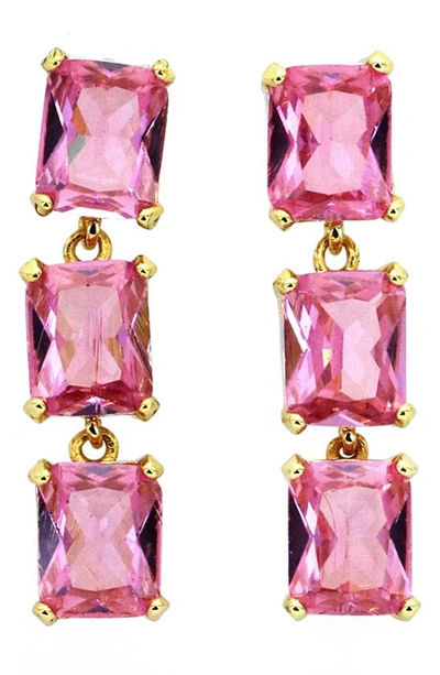 Shop Panacea Pink Crystal Square Linear Drop Earrings
