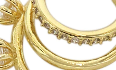 Shop Panacea Cz Triple Hoop Earrings In Gold