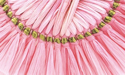Shop Panacea Raffia Fringe Drop Earrings In Pink