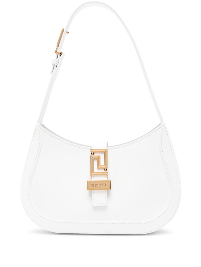 Shop Versace White Greca Goddess Leather Shoulder Bag