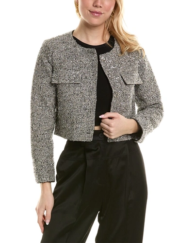 Shop Reveriee Cropped Tweed Jacket In Multi