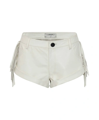 Shop One Teaspoon Chaos Walking Fringed Leather Bandit Shorts In White
