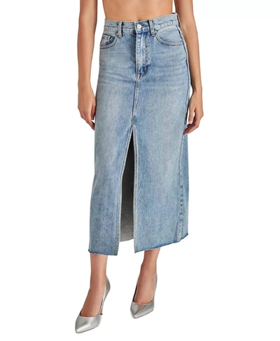 Shop Steve Madden Avani Denim Midi Skirt In Faded Stonewash In Multi