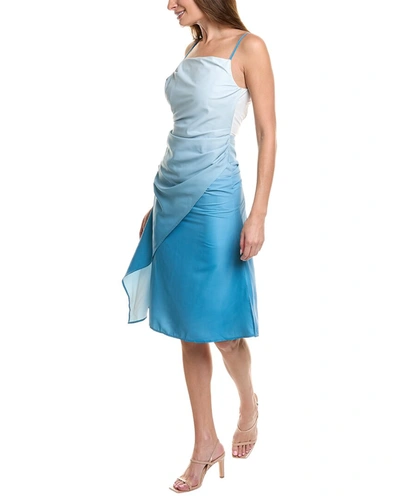 Shop Avantlook Draped Midi Dress In Blue