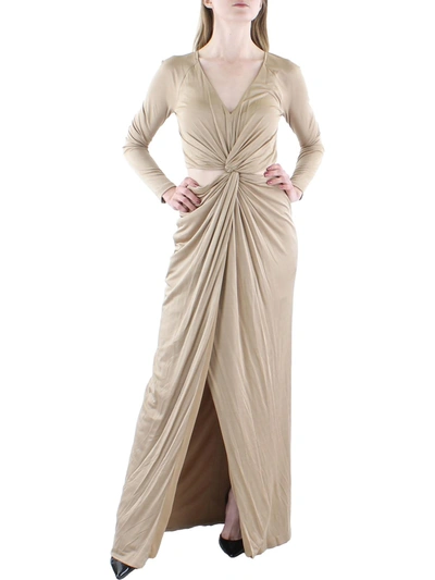 Shop Donna Karan Womens Twist Front Long Maxi Dress In Gold