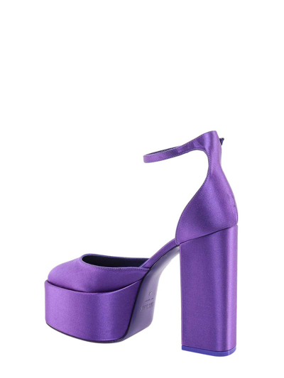 Paris Texas Satin Round Toe Platform Sandals In Purple