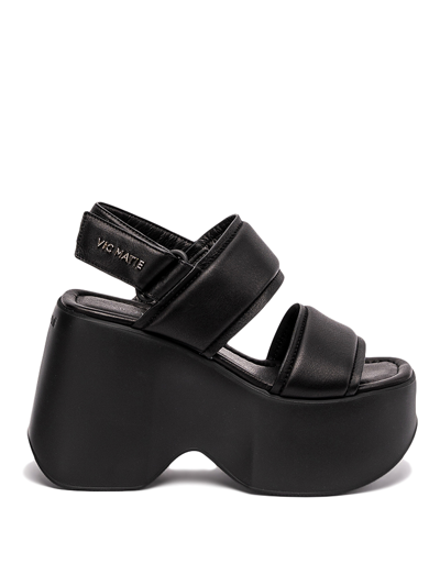 Shop Vic Matie Leather Sandals With Platform And Strap In Black