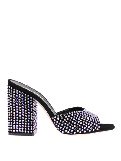 Shop Paris Texas Suede Sandals With All-over Rhinestones In Purple
