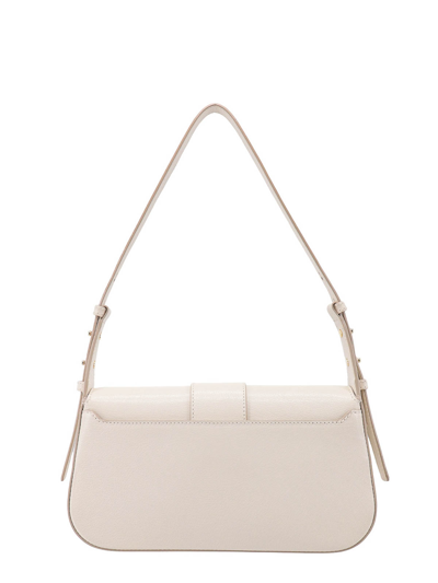 Shop Bally Leather Shoulder Bag With Maxi Buckle In Beige