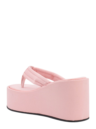 Coperni 105mm Branded Satin Wedge Thong Sandals In Nude & Neutrals