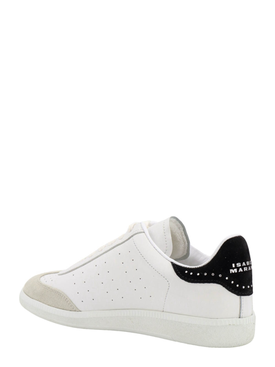 Shop Isabel Marant Leather Sneakers With Rhinestones Detail In White