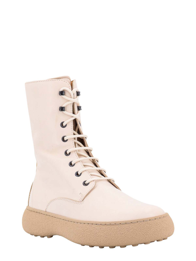 Shop Tod's Tods Wg Suede Lace-up Ankle Boots In White