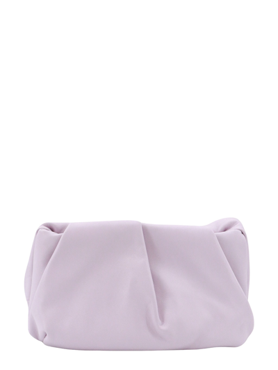 Shop Burberry Leather Clutch With Frontal Rose In Purple