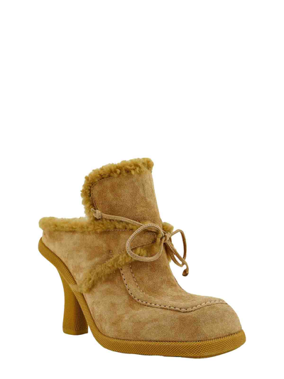 Burberry Highland Shearling-trim Suede Mules In Beige
