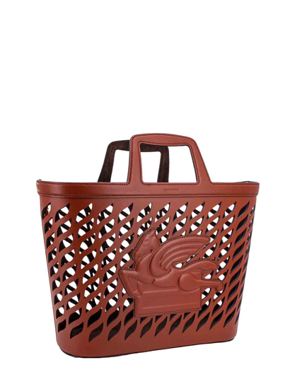 Etro Cut-out Lasered Tote With Top Handle In Brown